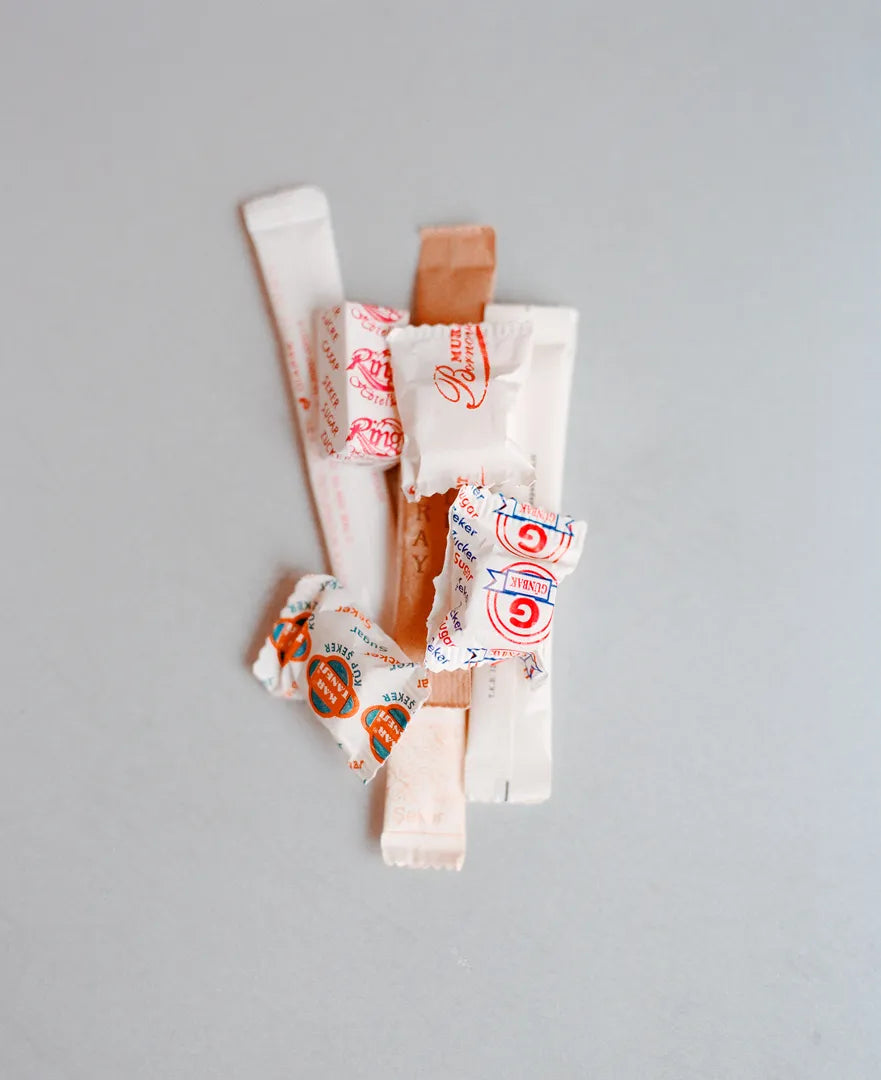 A batch of beautiful french sugars for coffee drinking