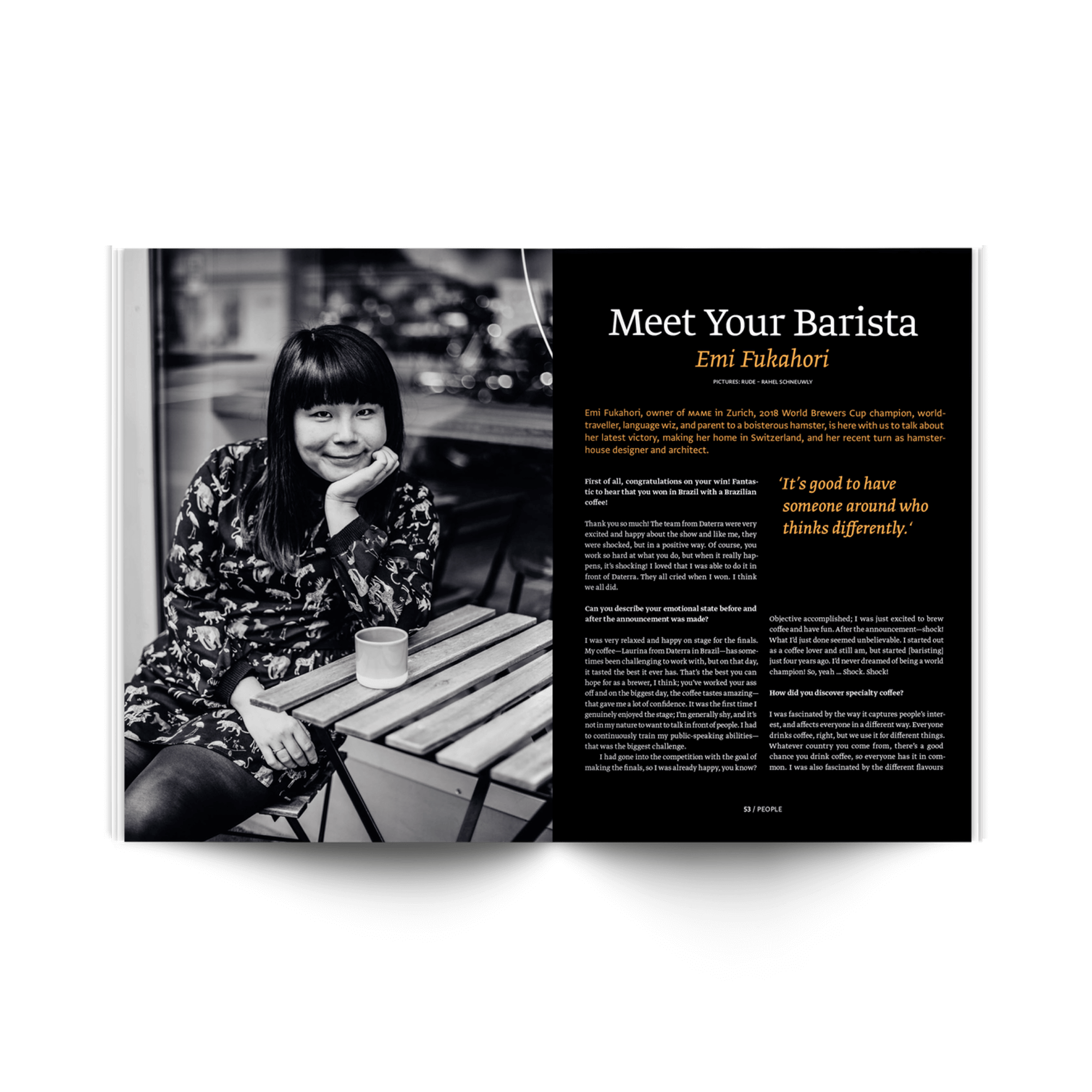 Interview in Standart magazine with Emi Fukahori founder of MAME Zurich and 2018 World Brewers Cup champion