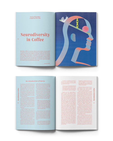 An article in Standart magazine about neurodiversity in coffee with artworks by Ohni Lisle