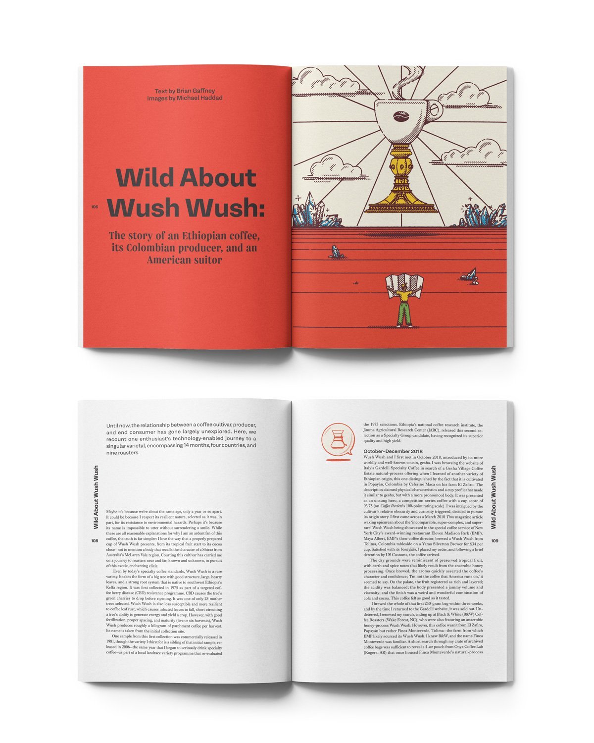 An article in Standart magazine about Wush Wush coffee with artwork by Michael Haddad