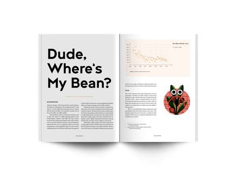 Article in standart magazine about the impact of climate change on coffee growing. Words by Reed Kitchen and illustrations by Amanda Willemse