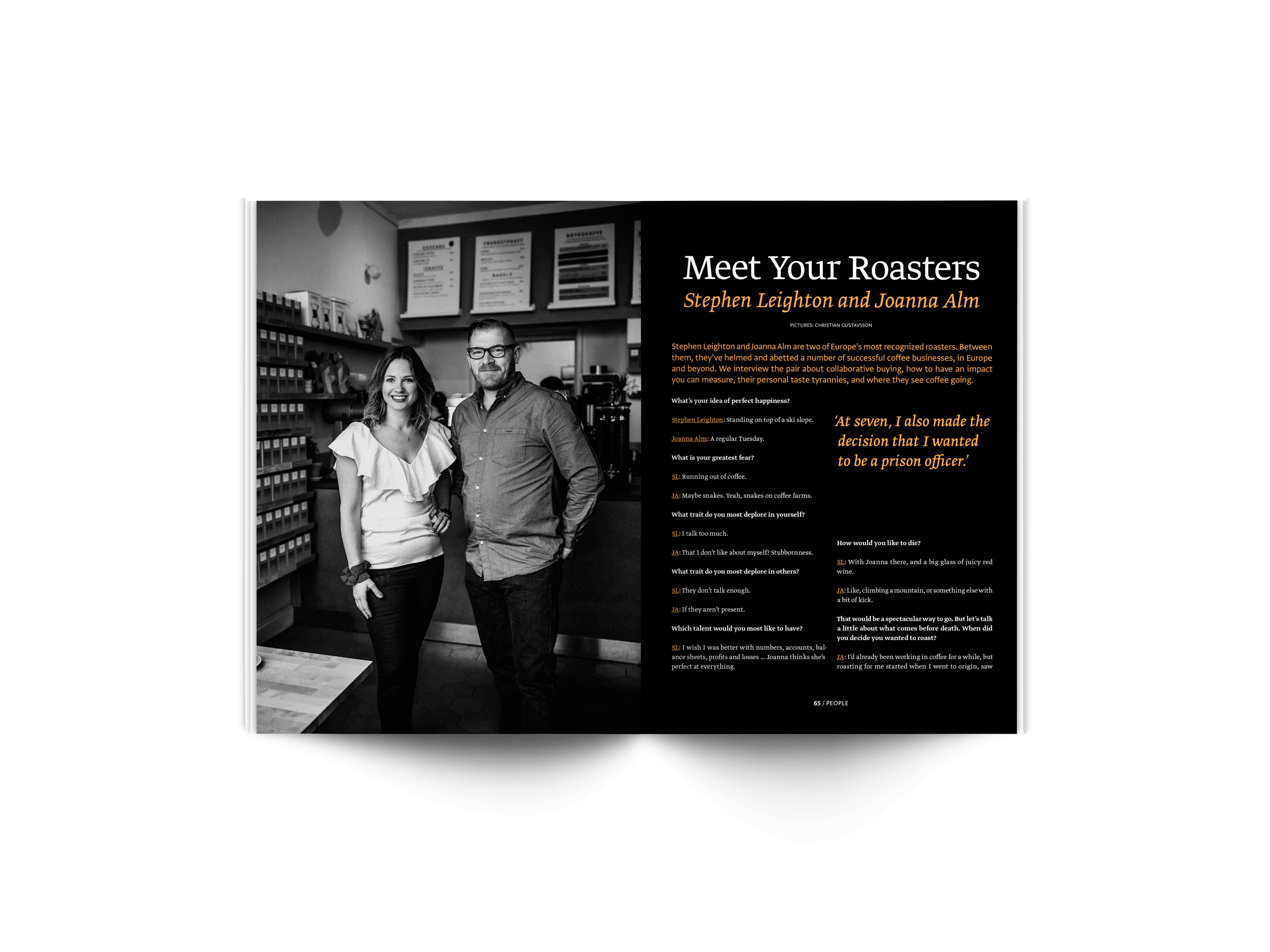 Interview in Standart magazine with Stephen Leighton of Hasbean coffee and Joanna Alm of Drop Coffee Roasters